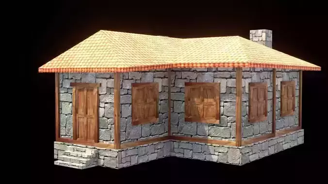 medieval house low poly village town residential game ready 29