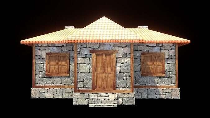medieval house low poly village town residential game ready 29 Low-poly 3D model 5