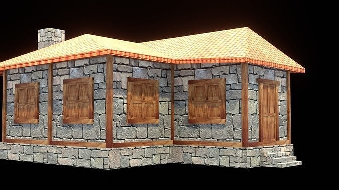 medieval house low poly village town residential game ready 29 Low-poly 3D model 2