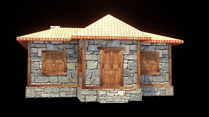 medieval house low poly village town residential game ready 29 Low-poly 3D model 4