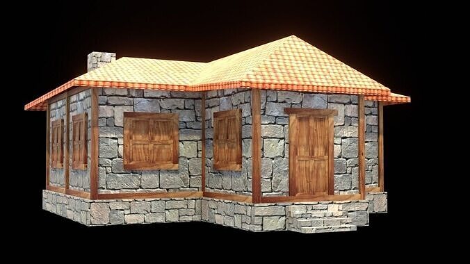 medieval house low poly village town residential game ready 29 Low-poly 3D model 3