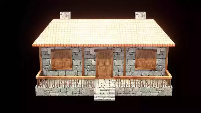 medieval house low poly village town residential game ready 27 Low-poly 3D model