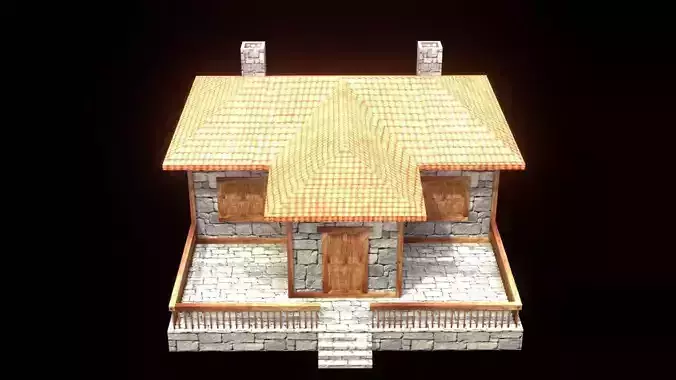 medieval house low poly village town residential game ready 26 Low-poly 3D model