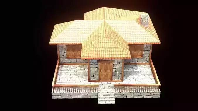 medieval house low poly village town residential game ready 25 Low-poly 3D model