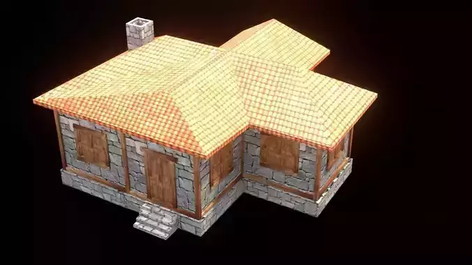 medieval house low poly village town residential game ready 23 Low-poly 3D model