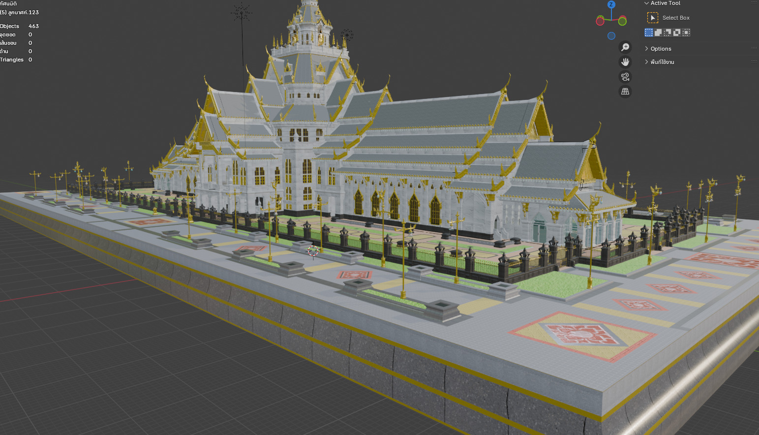 Ubosot of Wat Sothon Wararam Worawihan temple thai 3D model_4