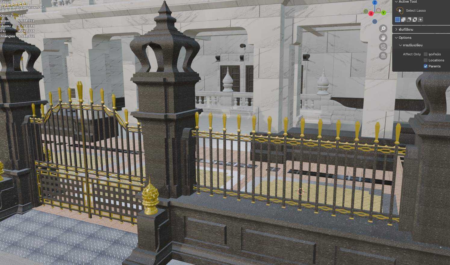 Ubosot of Wat Sothon Wararam Worawihan temple thai 3D model_10