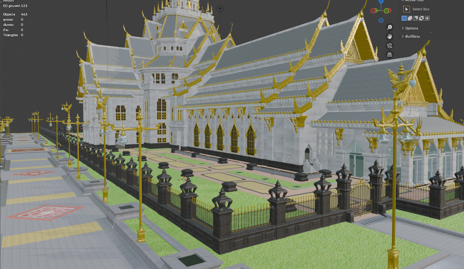 Ubosot of Wat Sothon Wararam Worawihan temple thai 3D model_5