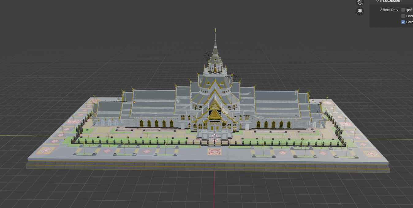 Ubosot of Wat Sothon Wararam Worawihan temple thai 3D model_9