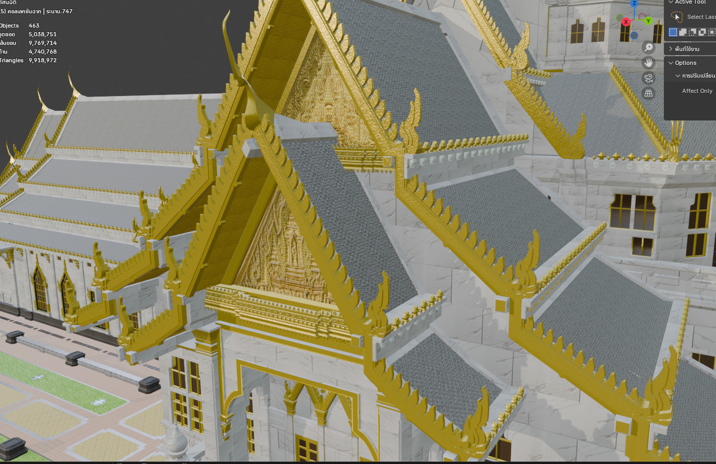 Ubosot of Wat Sothon Wararam Worawihan temple thai 3D model_11