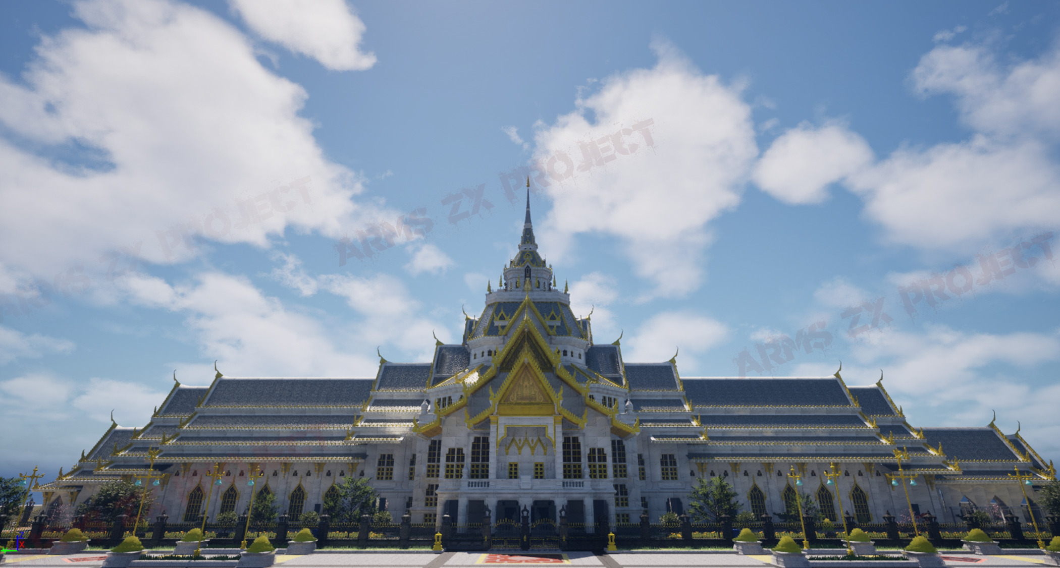 Ubosot of Wat Sothon Wararam Worawihan temple thai 3D model_1