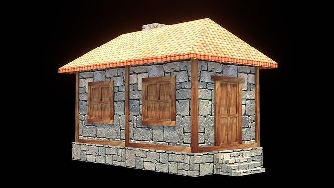 medieval house low poly village town residential game ready 2 Low-poly 3D model