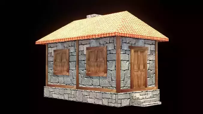 medieval house low poly village town residential game ready 2 Low-poly 3D model