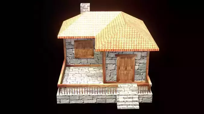 medieval house low poly village town residential game ready 19 Low-poly 3D model