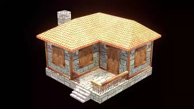 medieval house low poly village town residential game ready 18 Low-poly 3D model