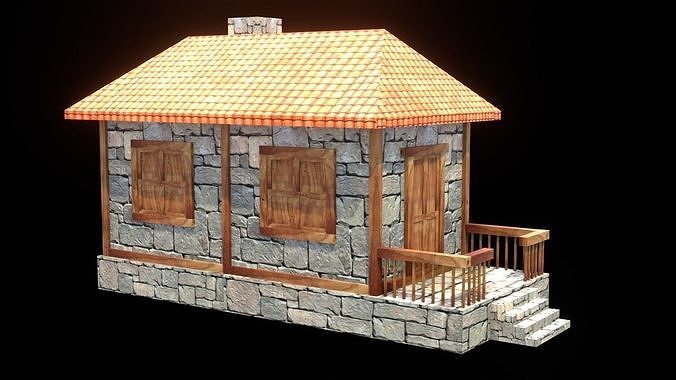 medieval house low poly village town residential game ready 16 Low-poly 3D model