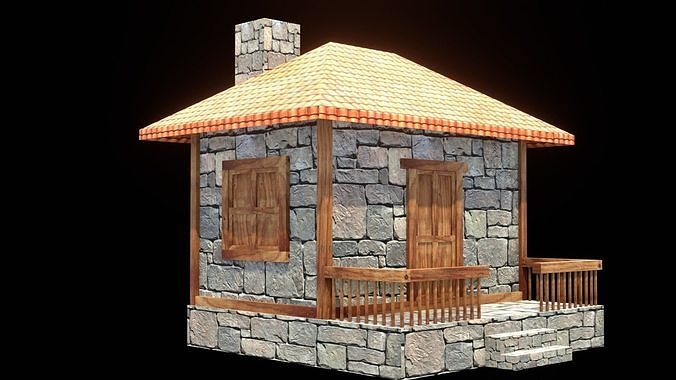 medieval house low poly village town residential game ready 13 Low-poly 3D model