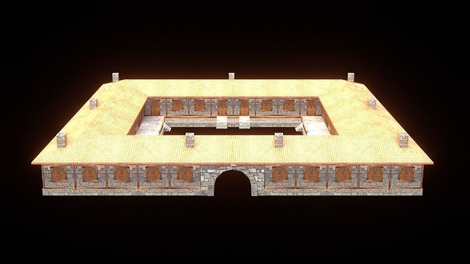 medieval house low poly village town residential game ready 12 Low-poly 3D model