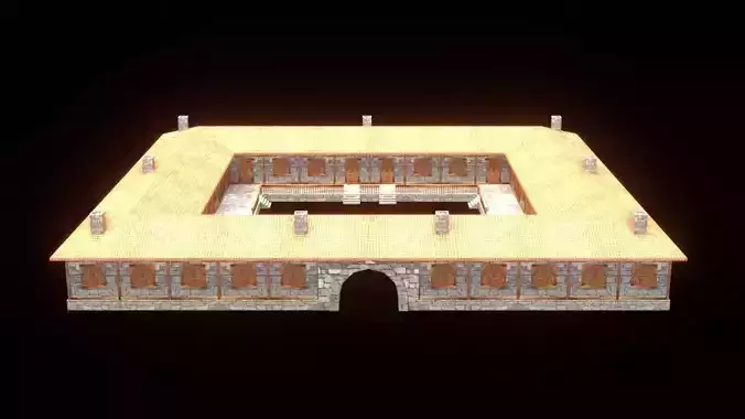 medieval house low poly village town residential game ready 12 Low-poly 3D model
