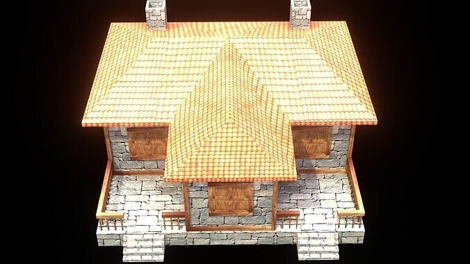 medieval house low poly village town residential game ready 11 Low-poly 3D model