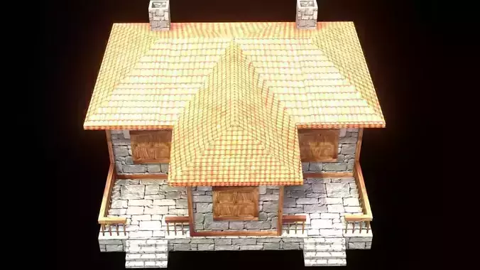medieval house low poly village town residential game ready 11 Low-poly 3D model