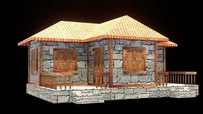 medieval house low poly village town residential game ready 10 Low-poly 3D model 3