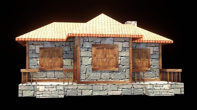 medieval house low poly village town residential game ready 10 Low-poly 3D model 4