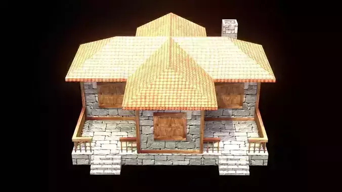 medieval house low poly village town residential game ready 10 Low-poly 3D model