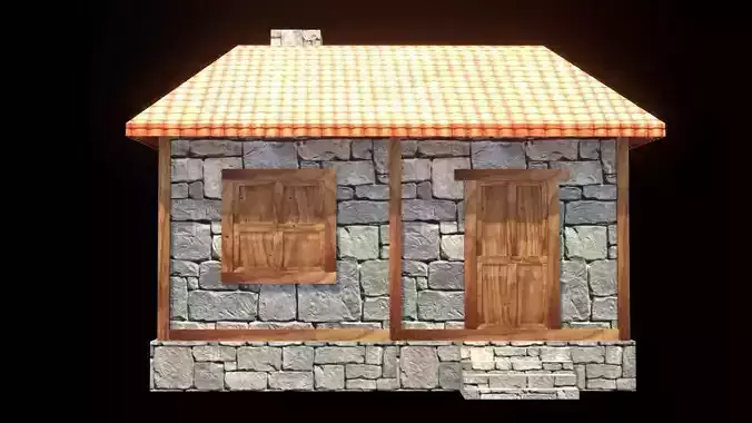 medieval house low poly village town residential game ready Low-poly 3D model