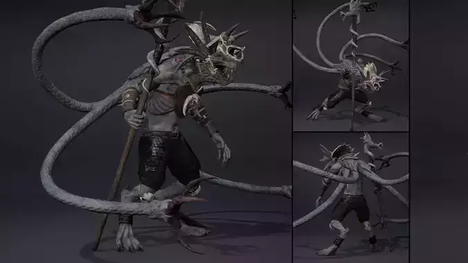 Ghost Mage Tentacle Low-poly 3D model