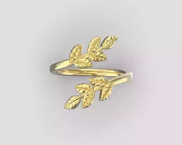 R 223 Leaf Ring 3D print model