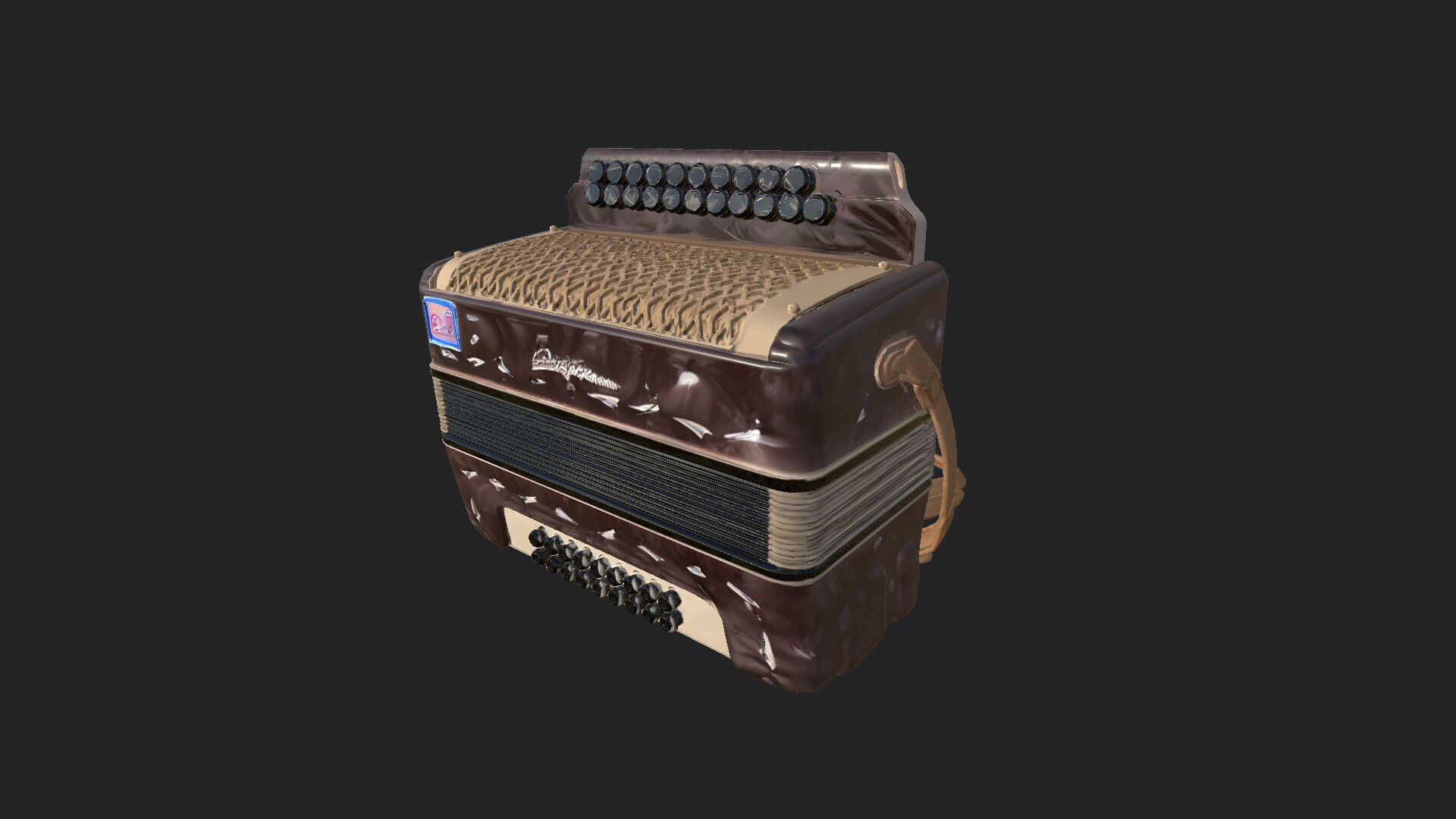 Accordion3D Model 008 Low-poly 3D model_3