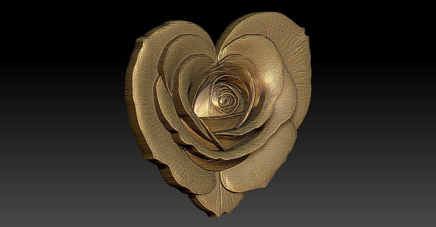 1 rose heart pendant CNC Relief Model 3D print model_3