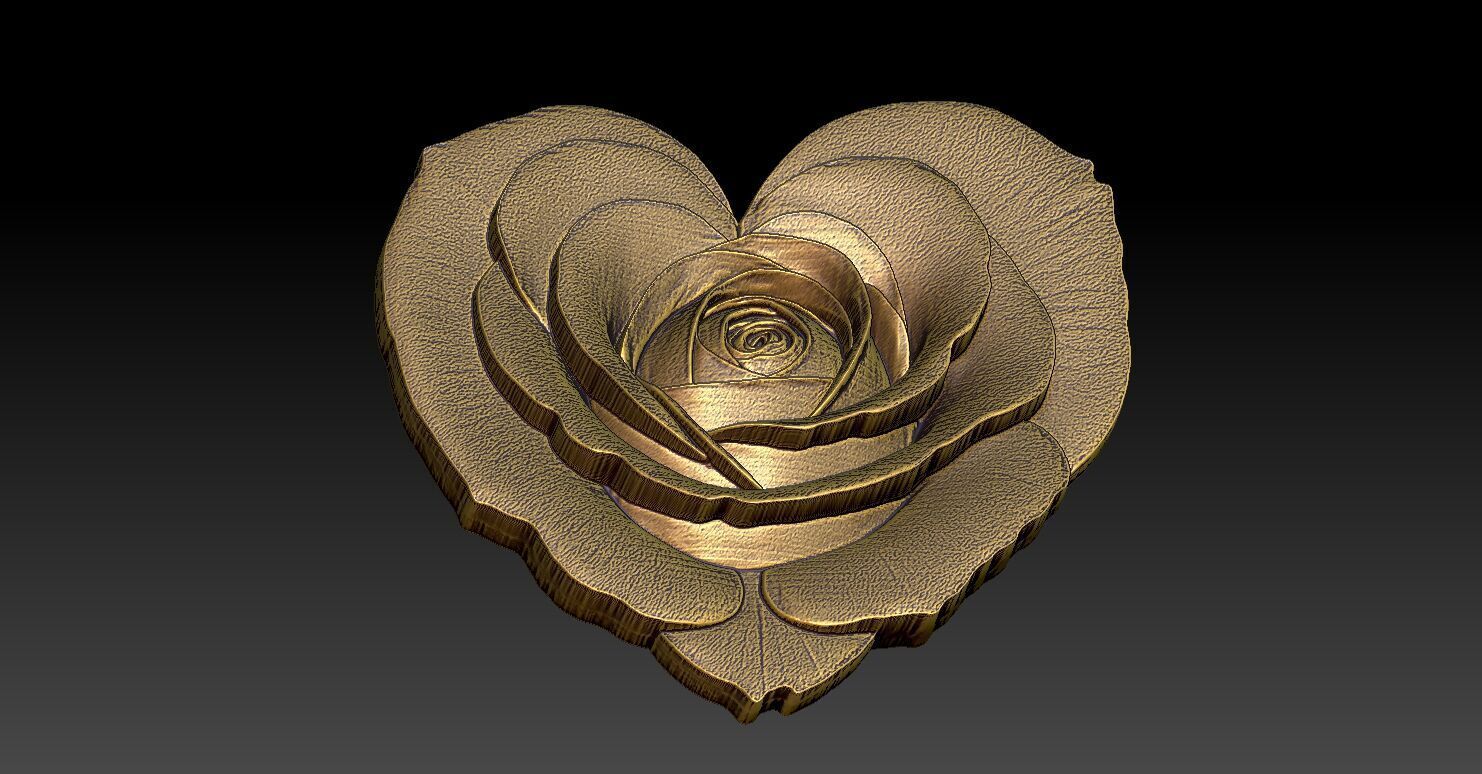 1 rose heart pendant CNC Relief Model 3D print model_6
