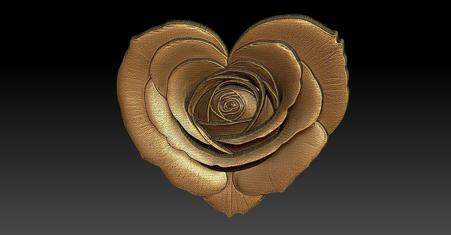 1 rose heart pendant CNC Relief Model 3D print model_5