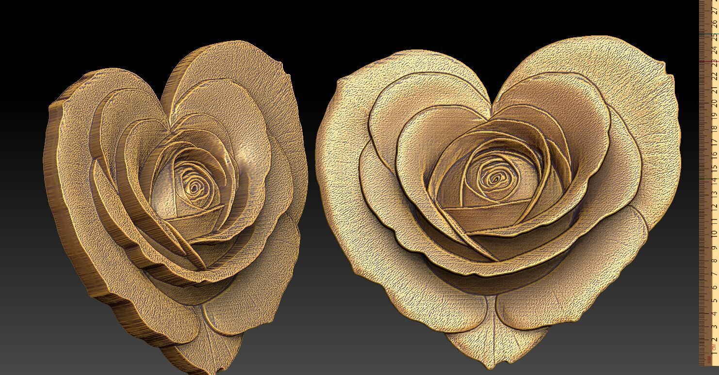 1 rose heart pendant CNC Relief Model 3D print model_9