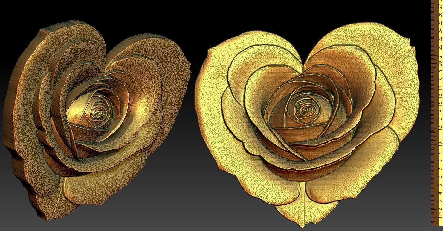 1 rose heart pendant CNC Relief Model 3D print model_2