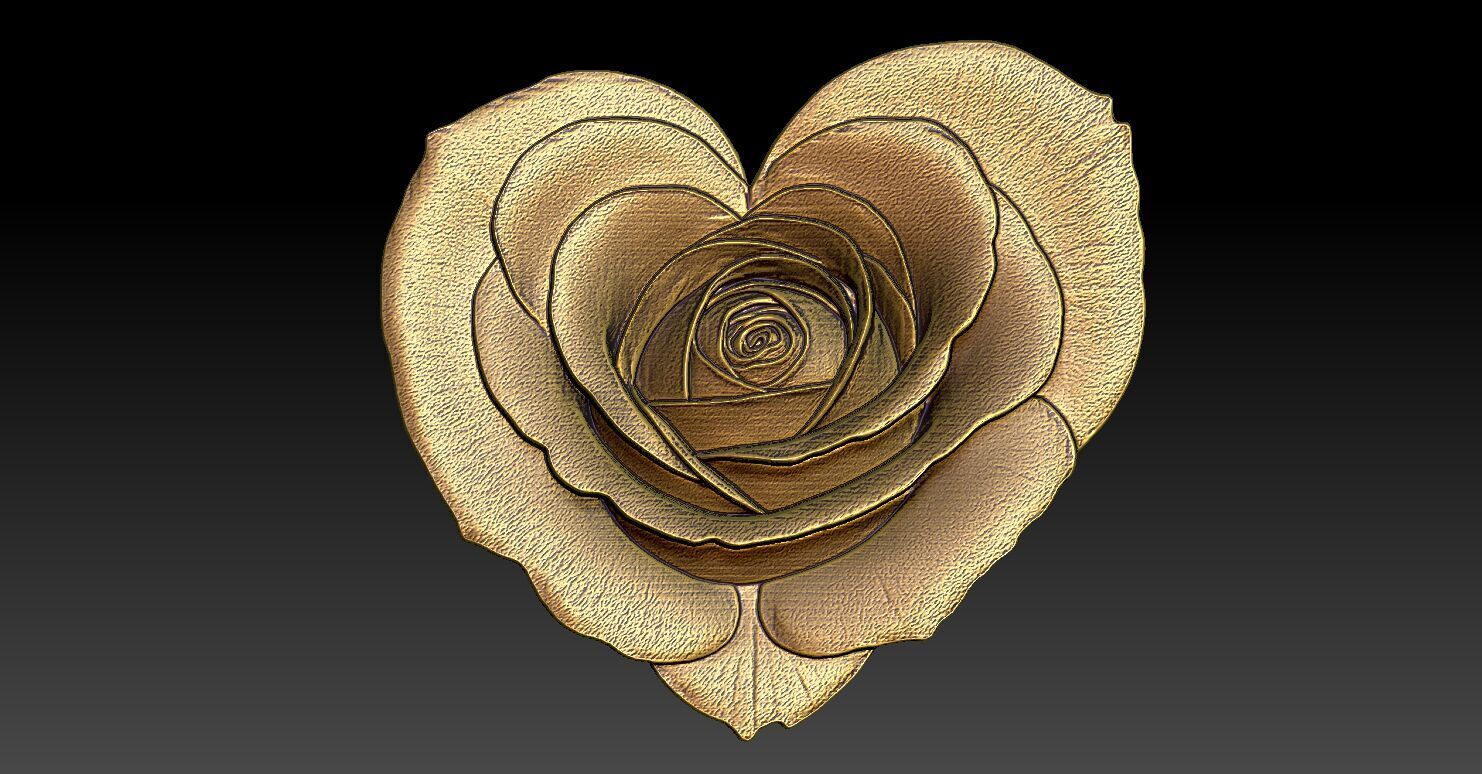 1 rose heart pendant CNC Relief Model 3D print model_4