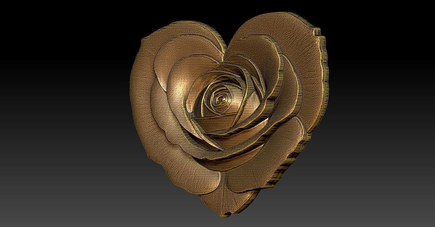 1 rose heart pendant CNC Relief Model 3D print model_1