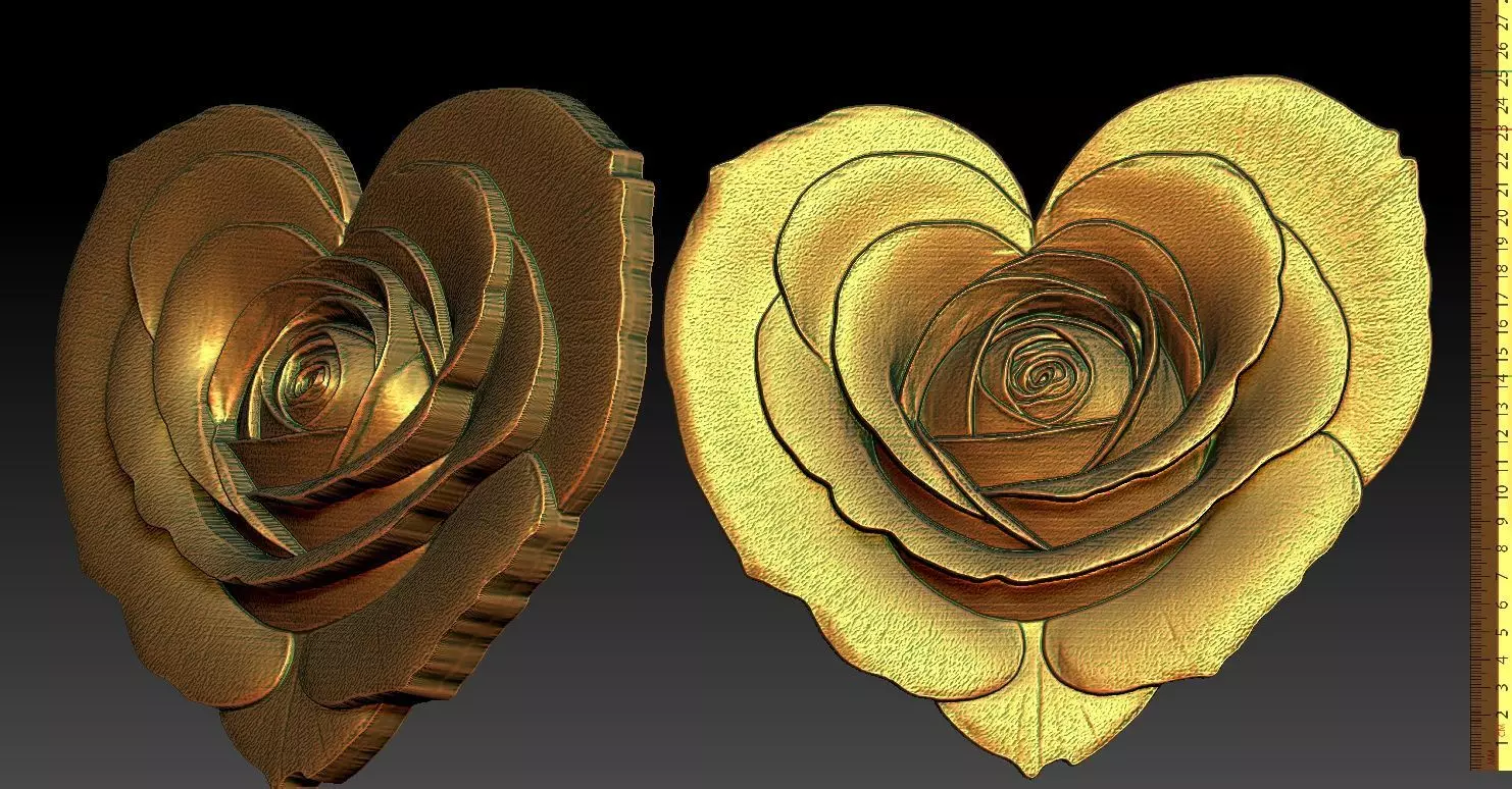 1 rose heart pendant CNC Relief Model 3D print model_0