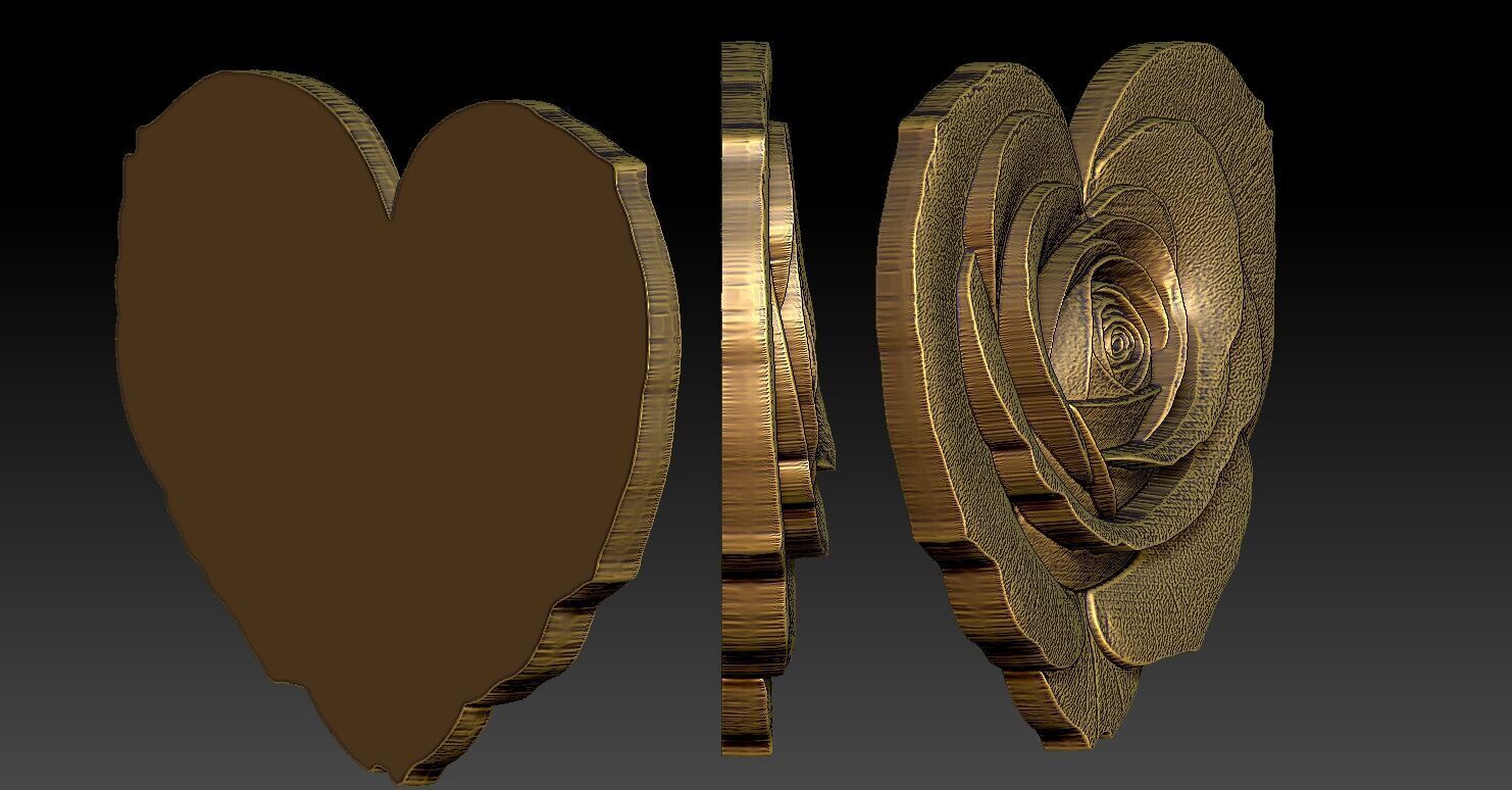 1 rose heart pendant CNC Relief Model 3D print model_8