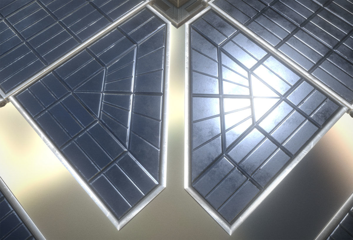 Futuristic Solar Power Module Low-poly 3D model_5