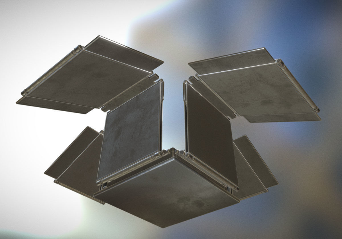 Futuristic Solar Power Module Low-poly 3D model_10
