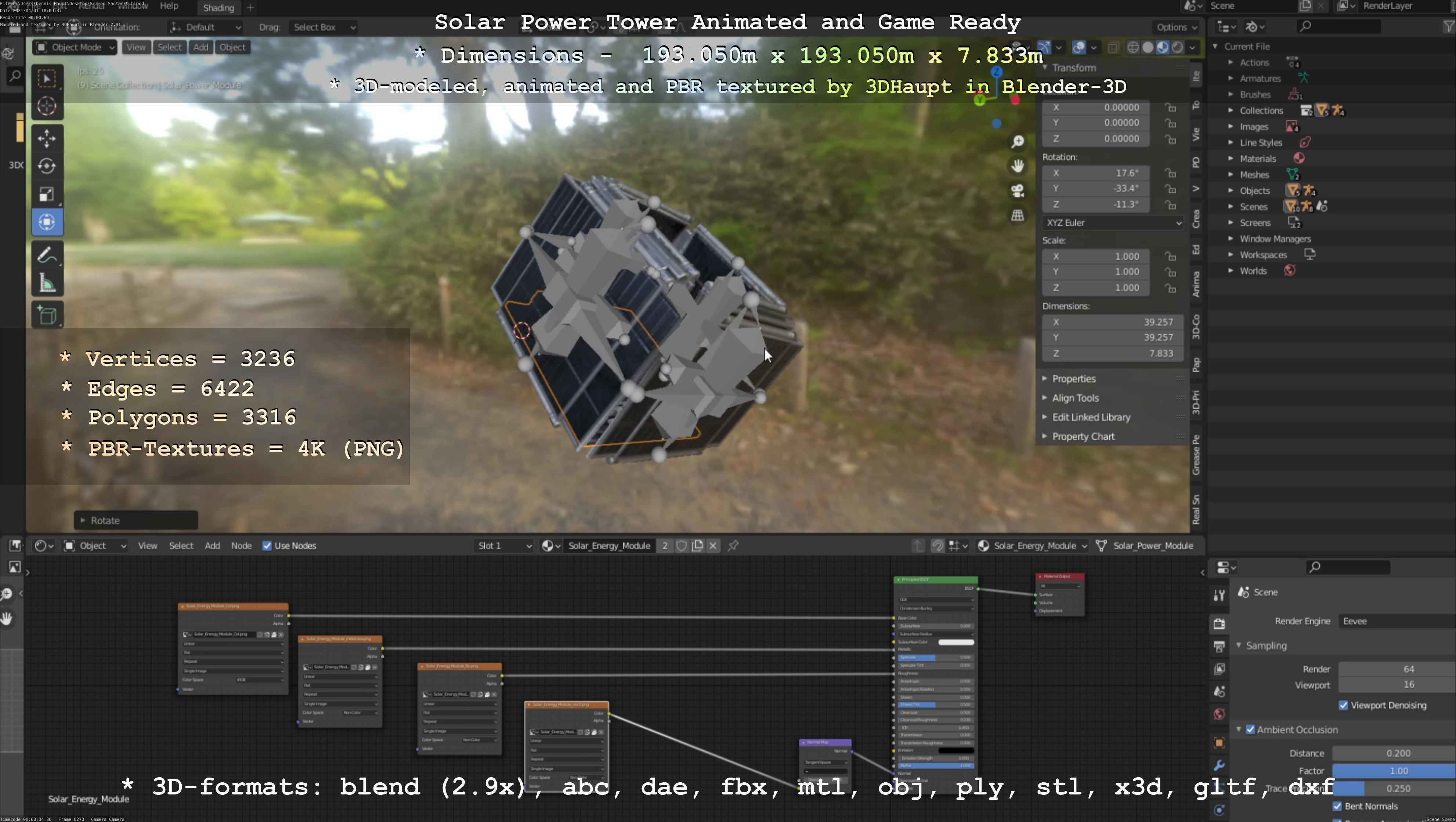Futuristic Solar Power Module Low-poly 3D model_28