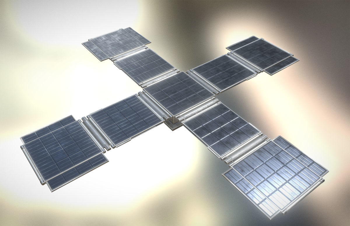 Futuristic Solar Power Module Low-poly 3D model_13