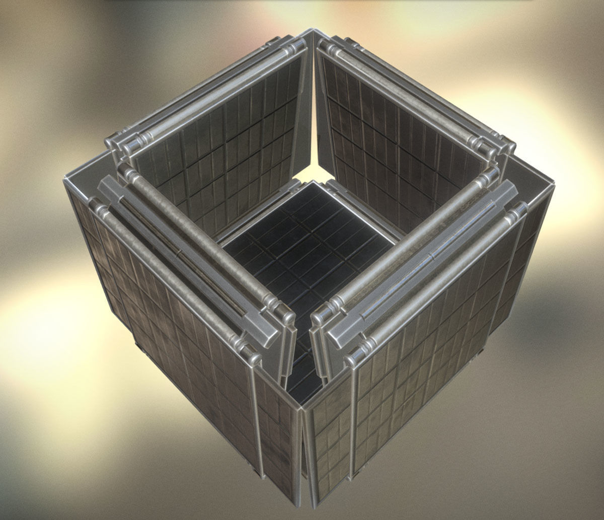 Futuristic Solar Power Module Low-poly 3D model_11