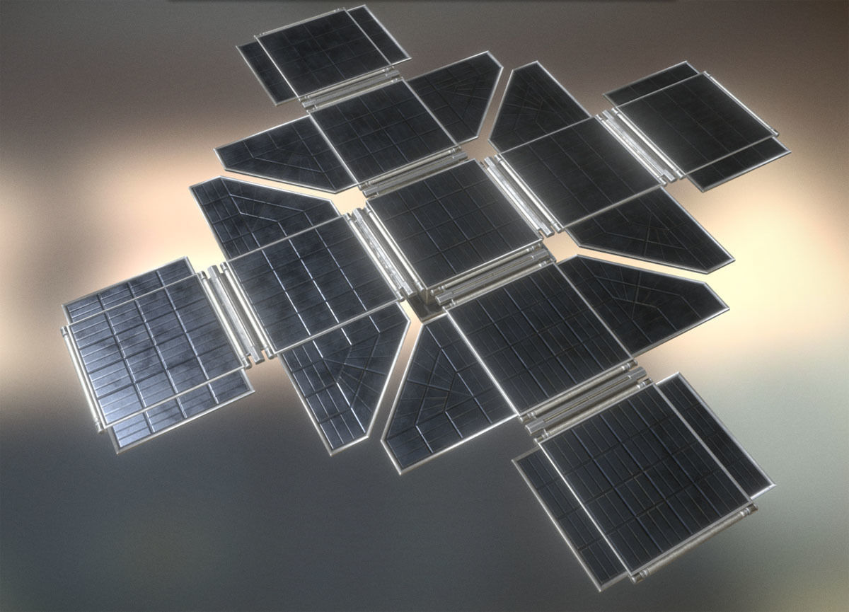 Futuristic Solar Power Module Low-poly 3D model_14