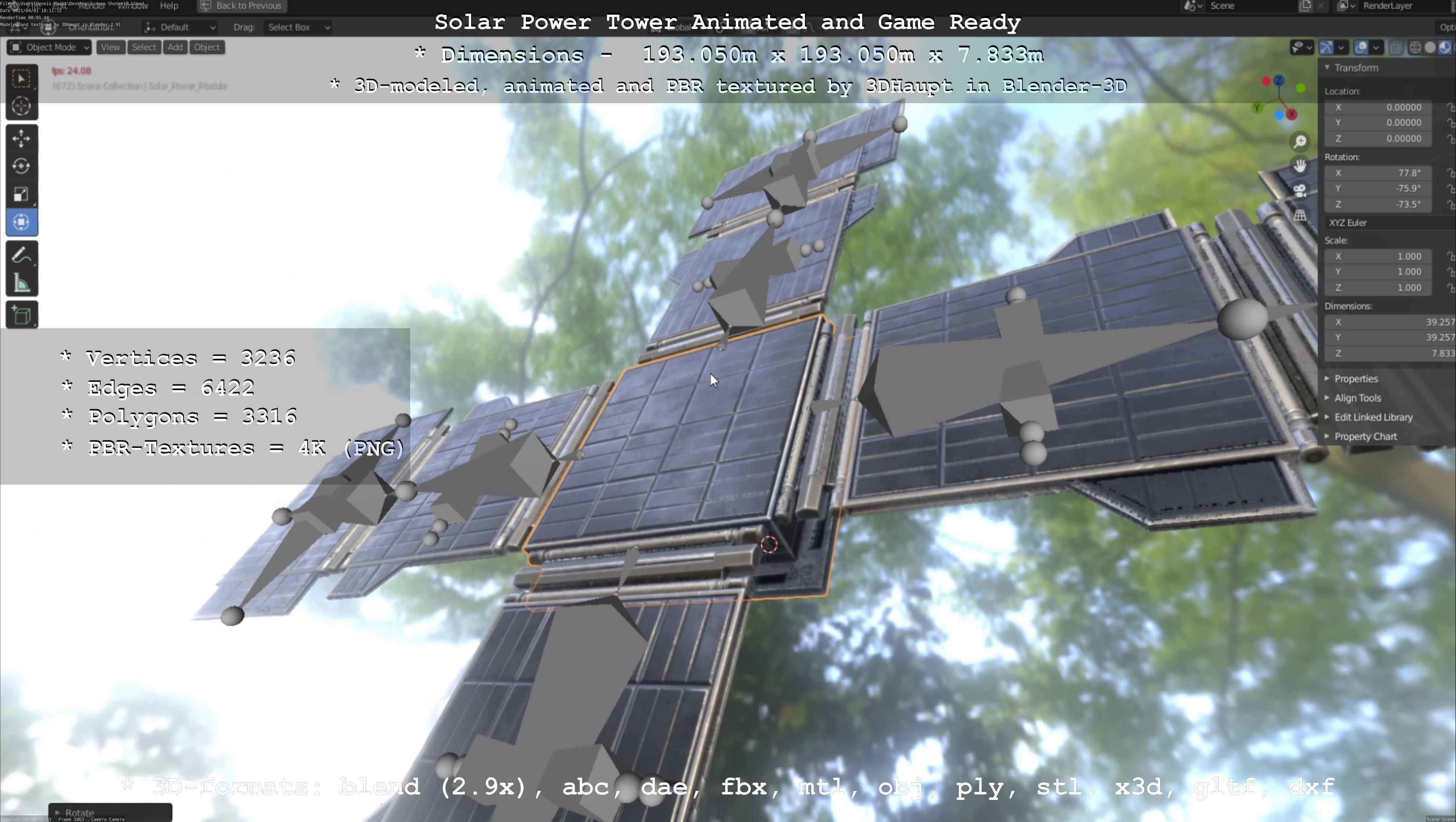 Futuristic Solar Power Module Low-poly 3D model_112