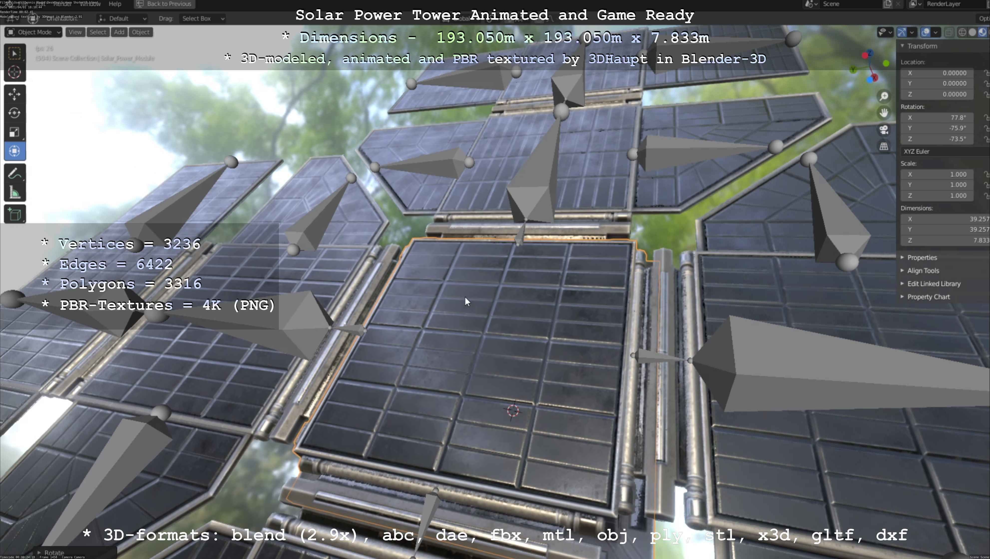 Futuristic Solar Power Module Low-poly 3D model_104