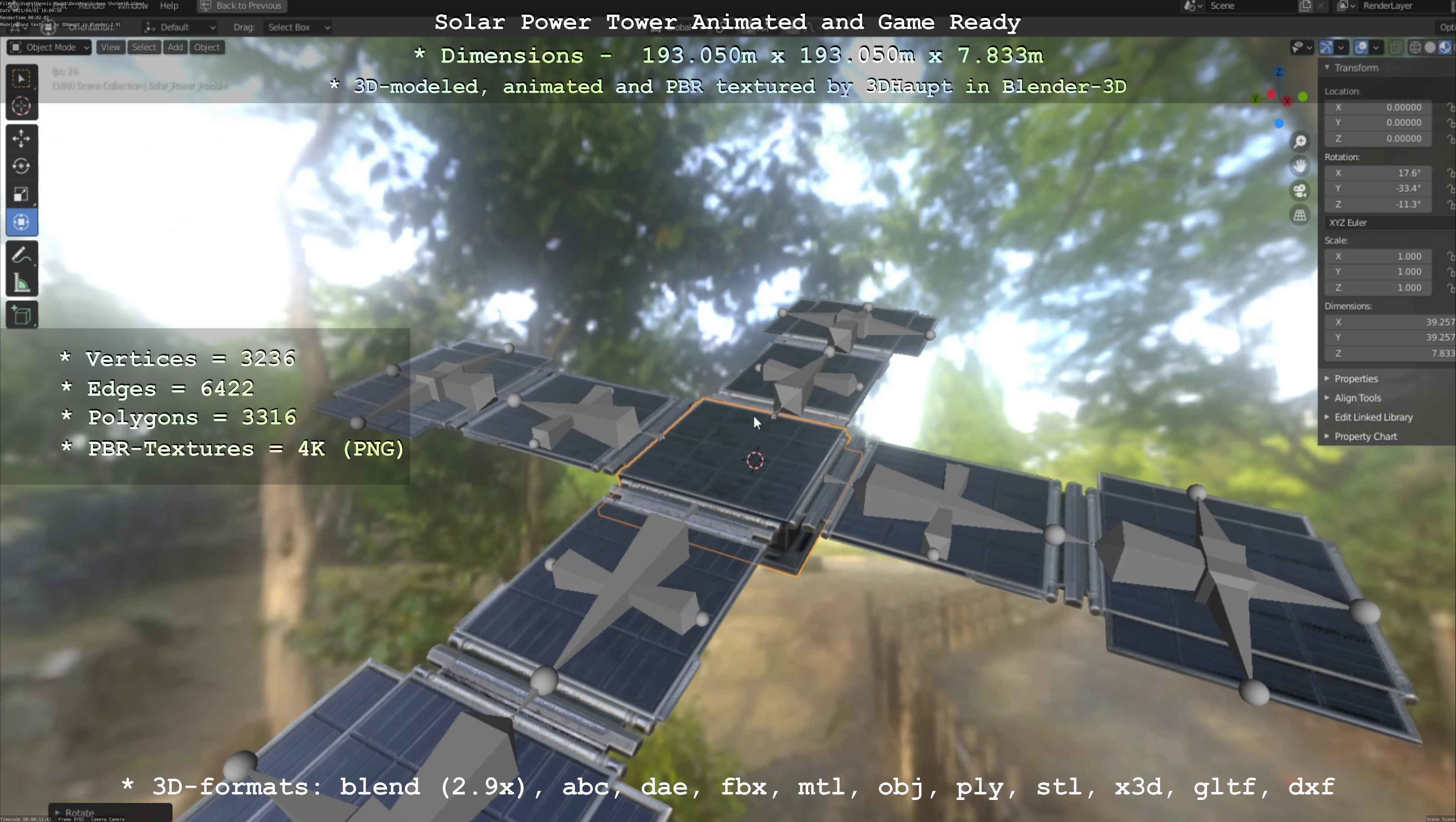 Futuristic Solar Power Module Low-poly 3D model_85